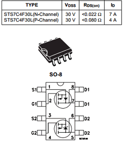 STS7C4F30L Mosfet doble channel 30v